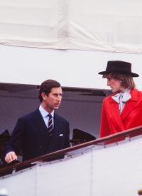 Charles & Diana have words as they leave the Royal Yacht Britannia to begin a visit to Shelburne, NS, celebrating its bicentenary.