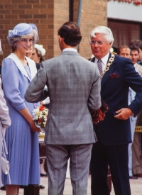 Charles & Diana chat with town dignitaries. Charlottetown, PEI.
