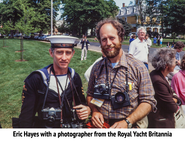 Eric Hayes posing with a photographer from the Royal Yacht Britannia